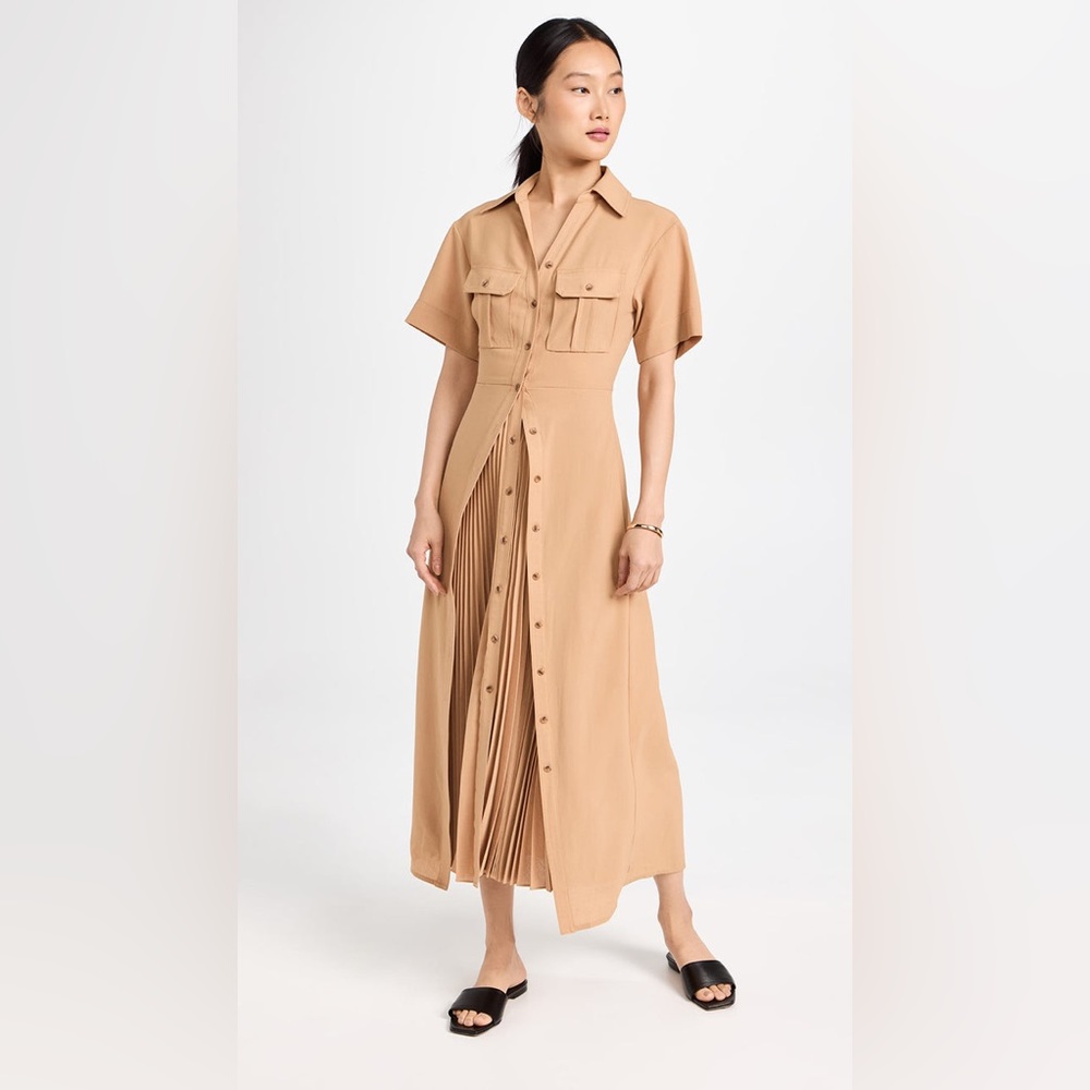 A.L.C. | Florence Pleated Button-Front Maxi Dress | 6